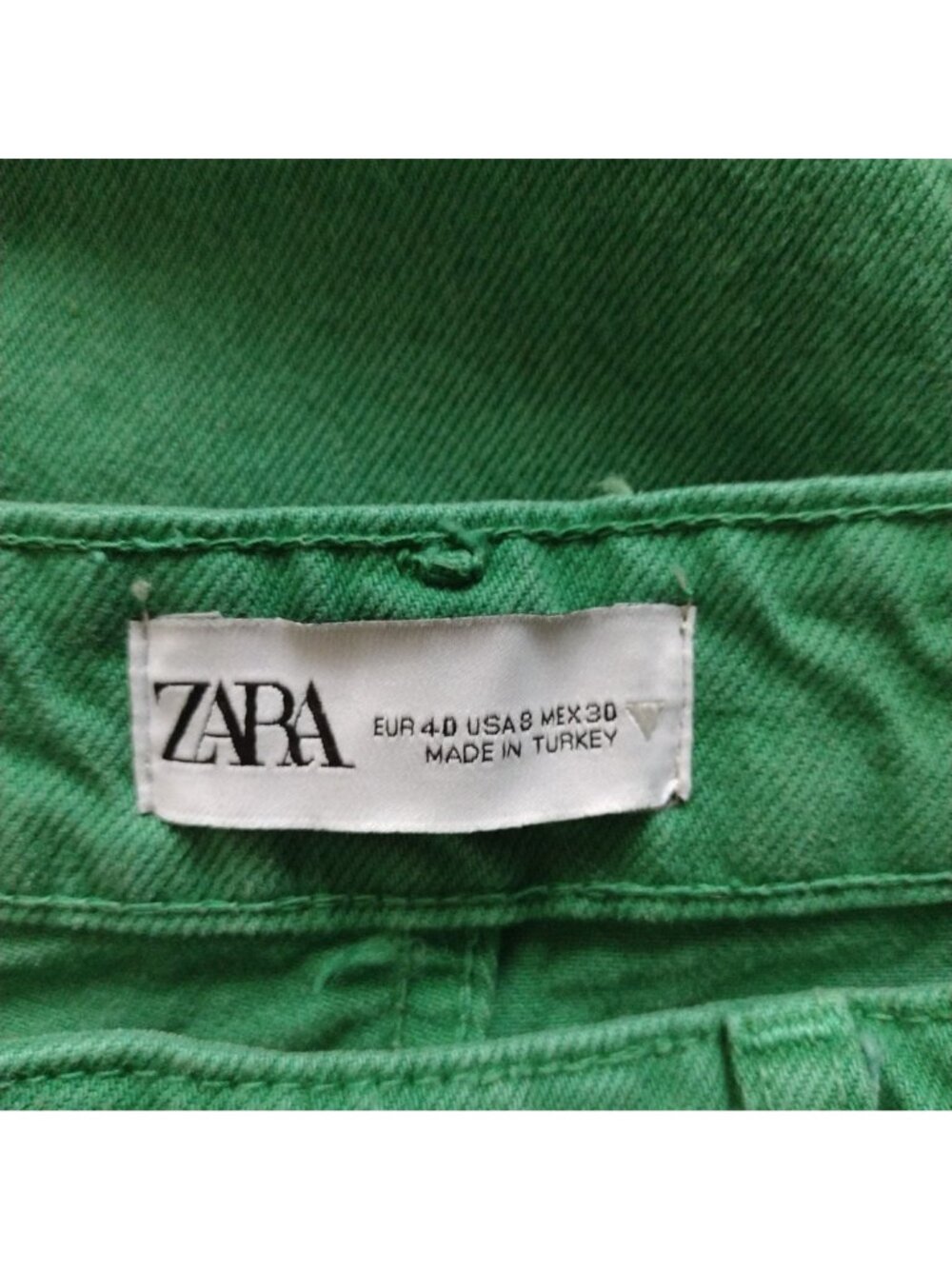 Zara Green Straight Leg Jeans 8 High Rise Bright Whimsical Denim - Picture 5 of 8